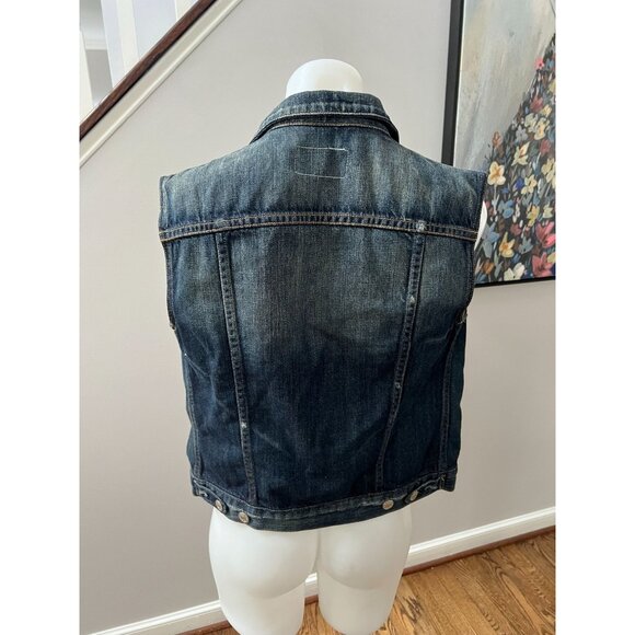Rag & Bone Burney Distressed Denim Jean Vest in Mender Blue Size XS - Picture 6 of 6